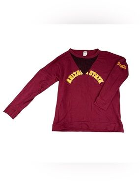 Victoria's Secret PINK Arizona State Sun Devils maroon long-sleeve mesh V-neck